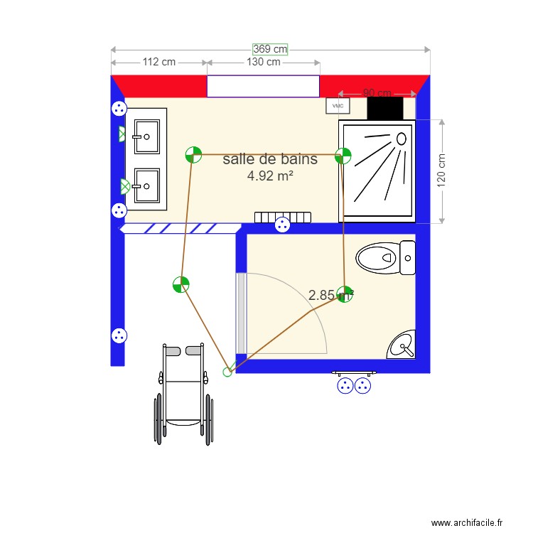 PIECE 6 matrice SDB PMR. Plan de 0 pièce et 0 m2