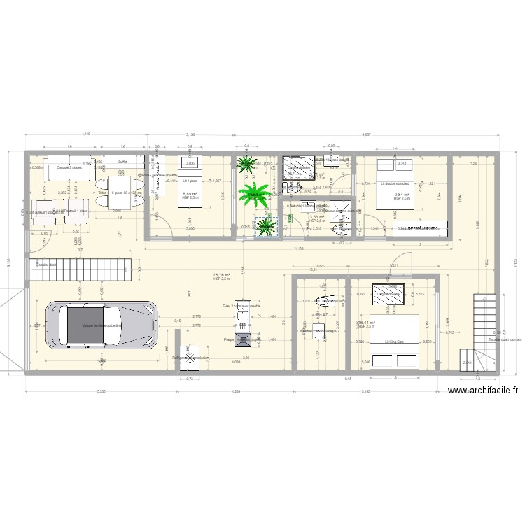 casa popayan. Plan de 7 pièces et 125 m2