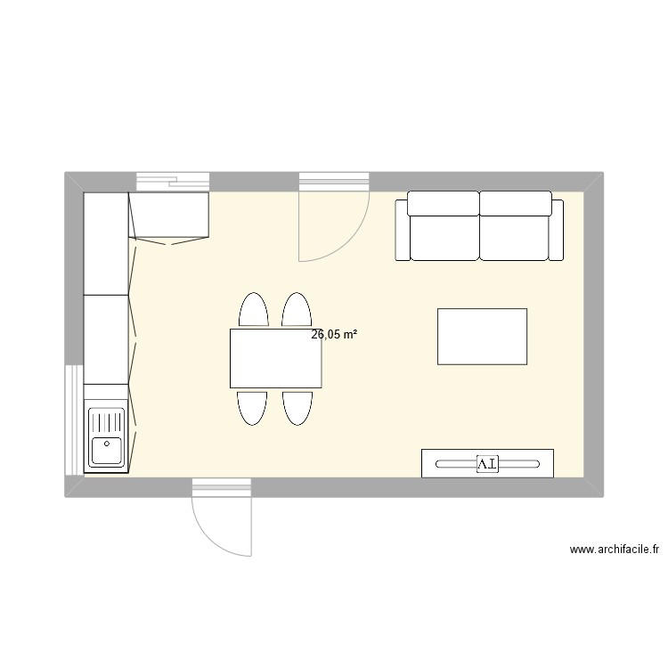 ROCBARON RENOV CUISINE . Plan de 1 pièce et 26 m2