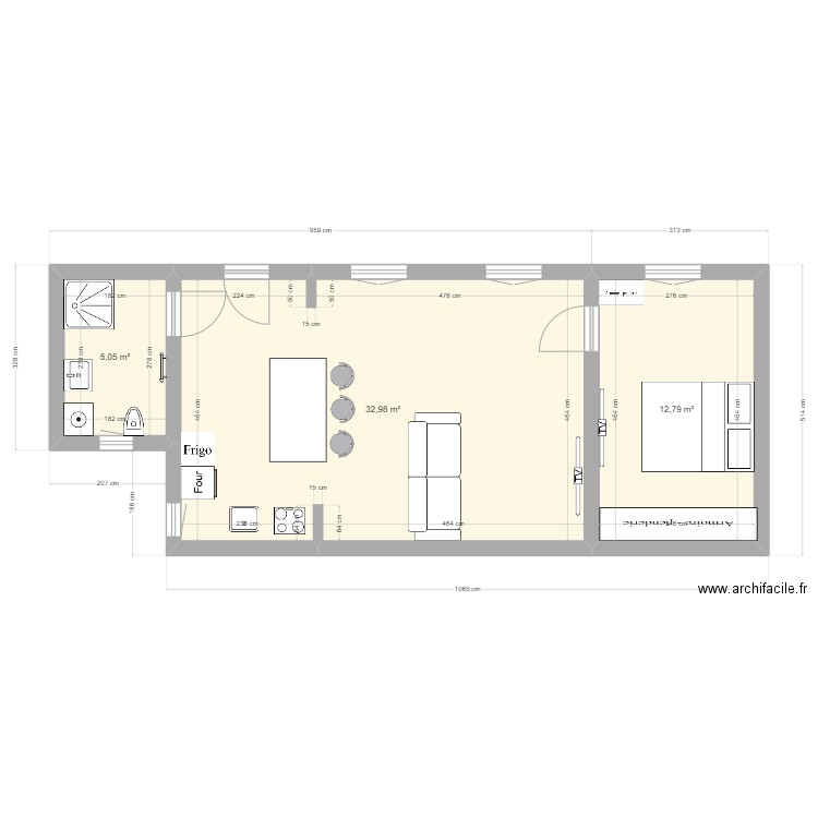 Zsofia utca v1. Plan de 3 pièces et 51 m2