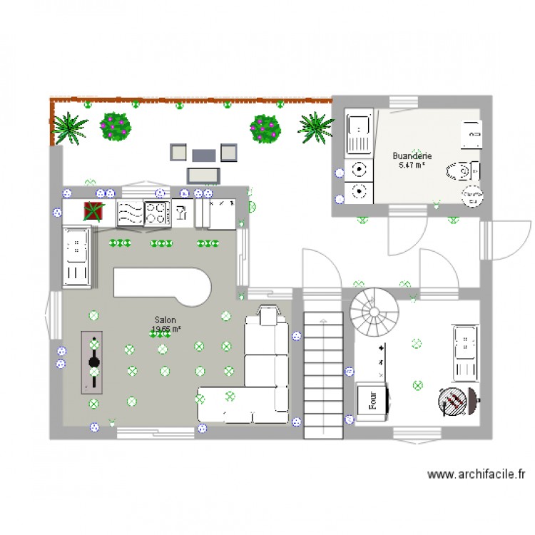 salon terrasse. Plan de 0 pièce et 0 m2