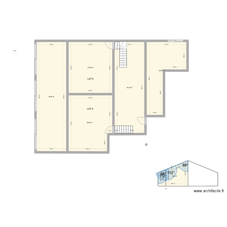 204 v1 étage. Plan de 6 pièces et 158 m2