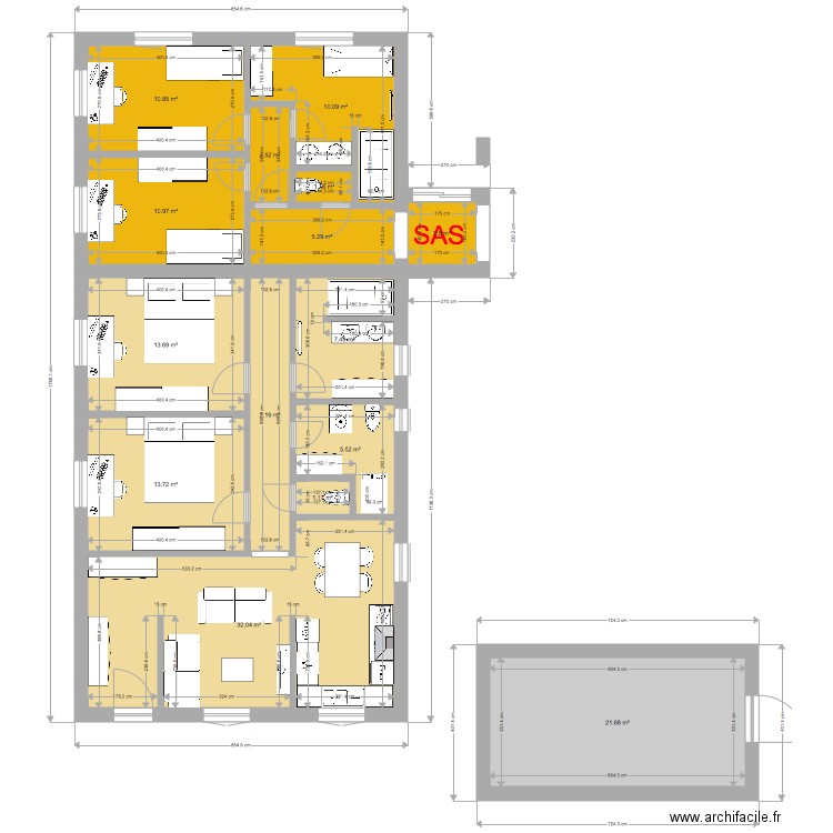 seulement annexe et appart 2 grandes ch. Plan de 0 pièce et 0 m2