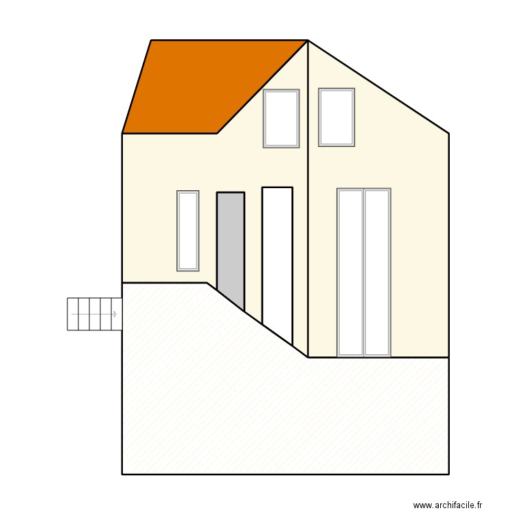 facade J. Plan de 6 pièces et 82 m2