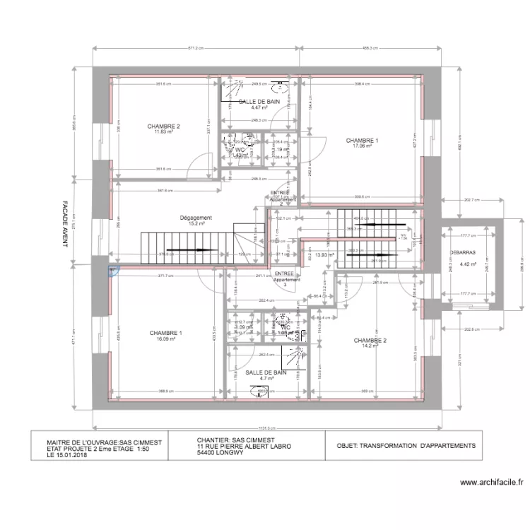 SAS CIMMEST LONGWY 2 ETAGE EXISTANT. Plan de SAS CIMMEST LONGWY 2 ETAGE EXISTANT. Plan de