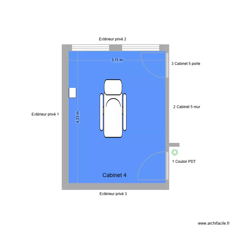 31720 Cabinet 4. Plan de 1  et 13 m²