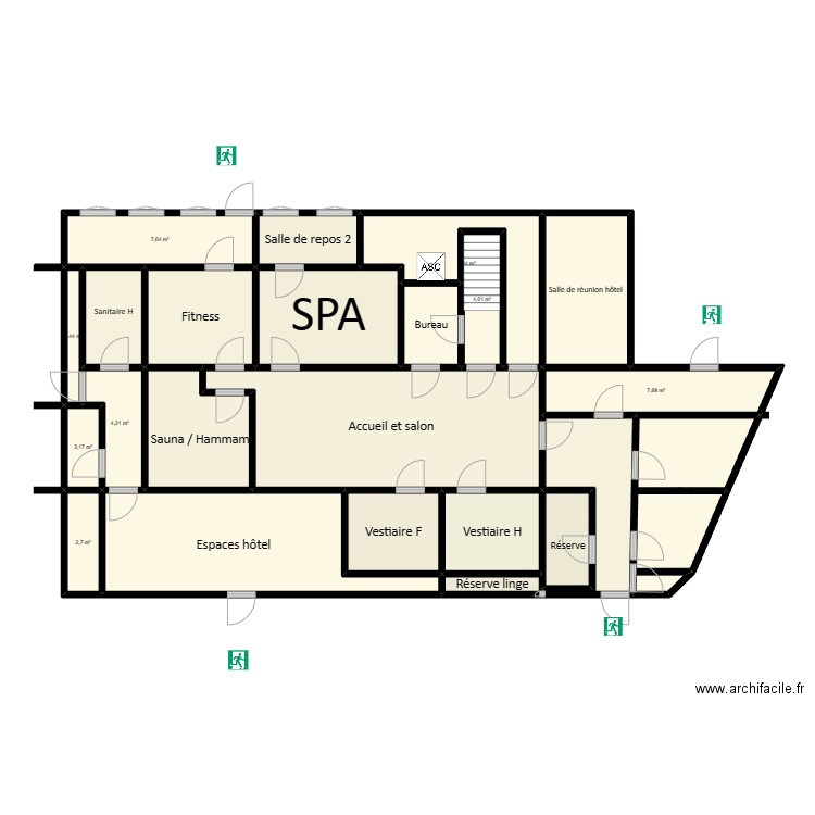 Euphrasie. Plan de 23 pièces et 177 m2