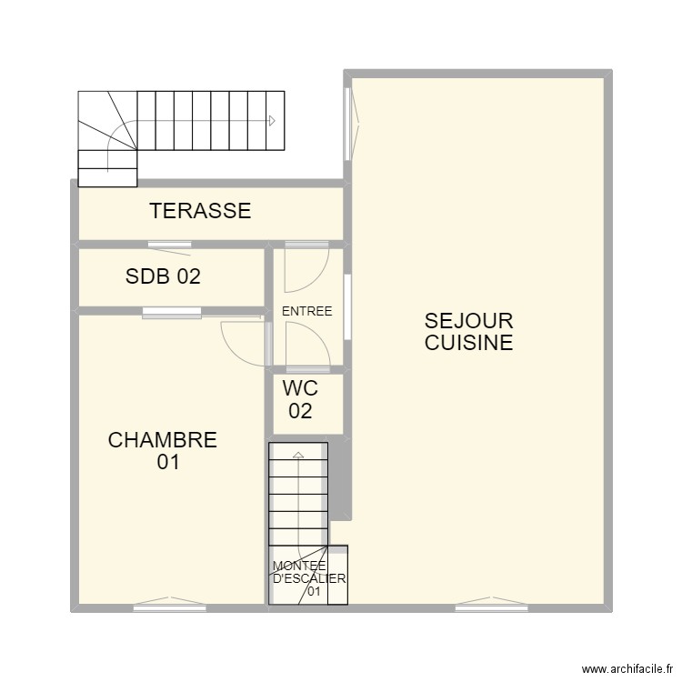 ETAGE 01 BRIGNON. Plan de 7 pièces et 44 m2