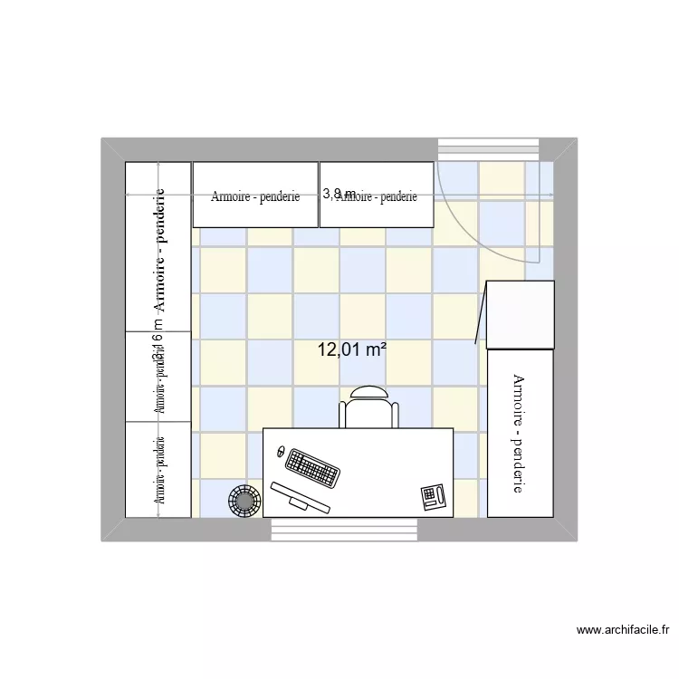 PLAN TFE. Plan de 1 Pièce et 12 m²