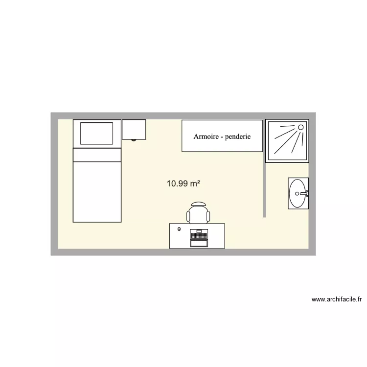 chambre 11m2. Plan de 