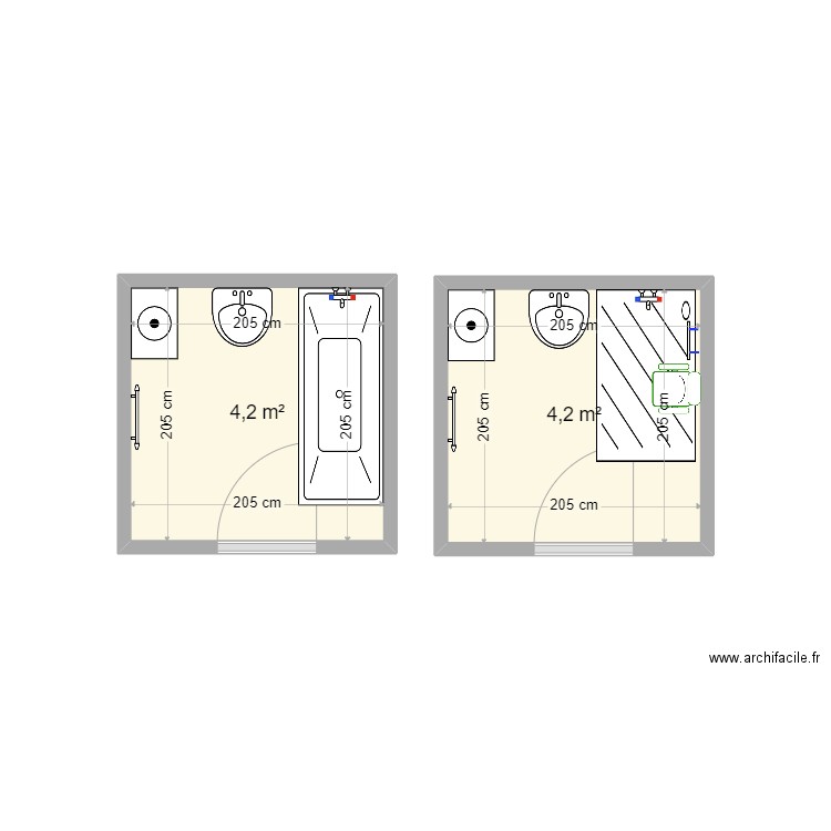 Gouny. Plan de 2 pièces et 8 m2