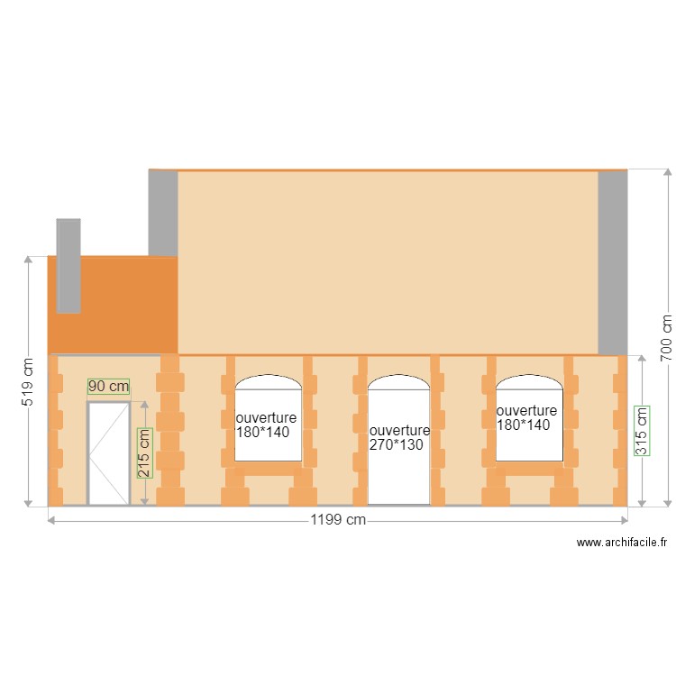 façade sud Andre. Plan de 0 pièce et 0 m2