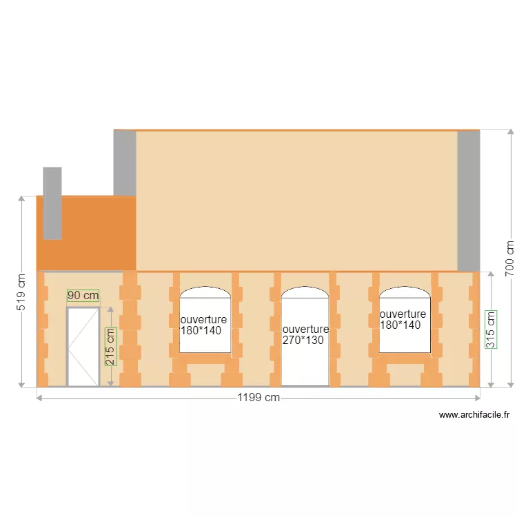 fa&ccedil;ade sud Andre. Plan de 