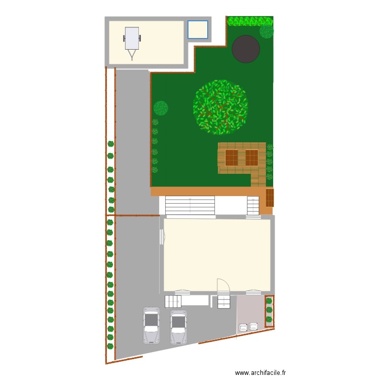 jardin. Plan de 3 pièces et 47 m2