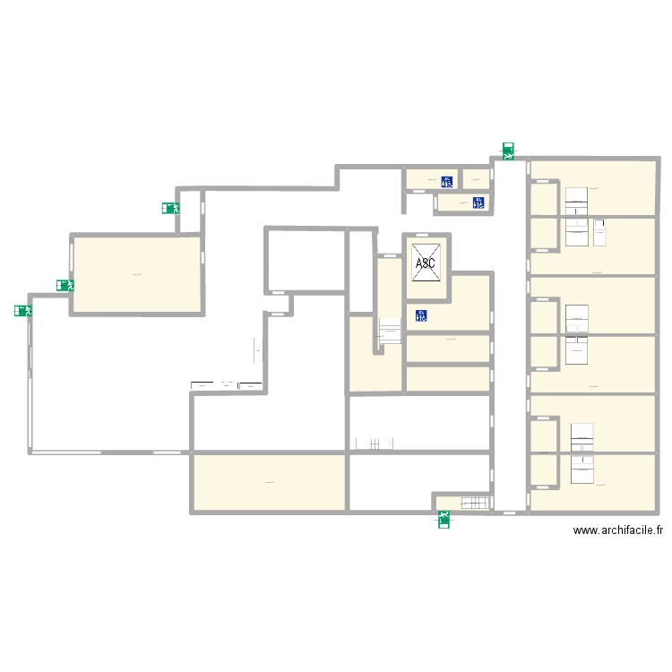 Simply hotel rdc. Plan de 14 pièces et 413 m2