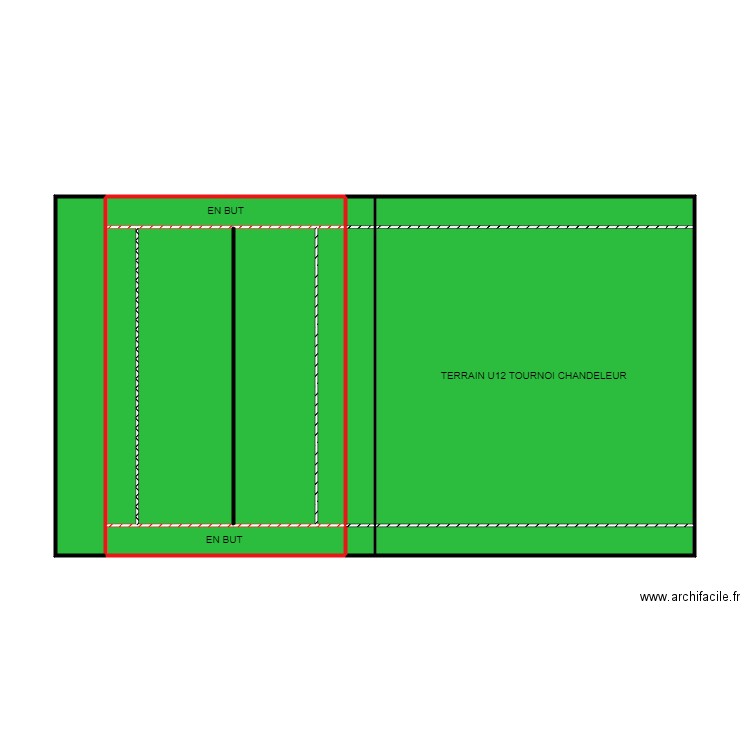 terrain tournoi. Plan de 13 pièces et 70 m2