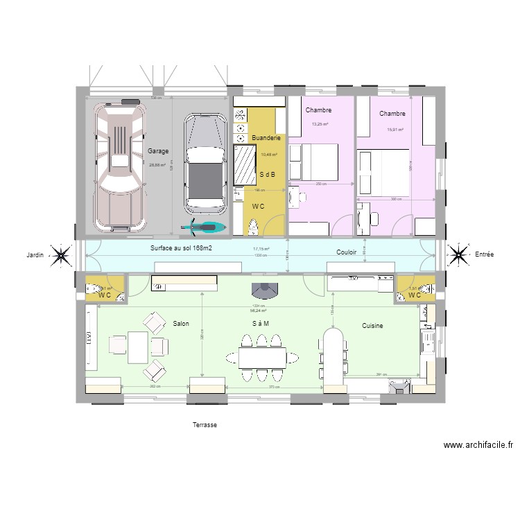 Essais maison carrée 02. Plan de 0 pièce et 0 m2