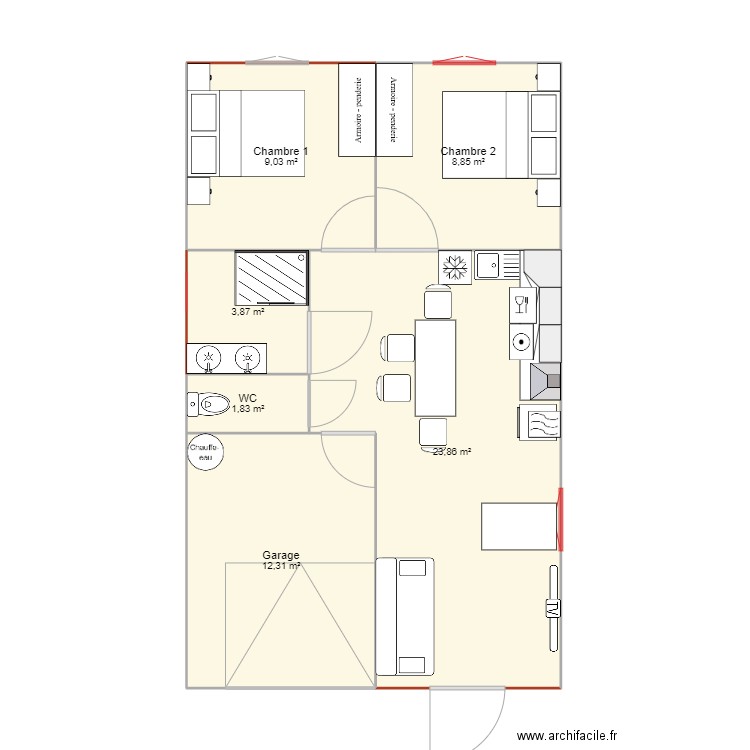 60 m2 fini. Plan de 0 pièce et 0 m2