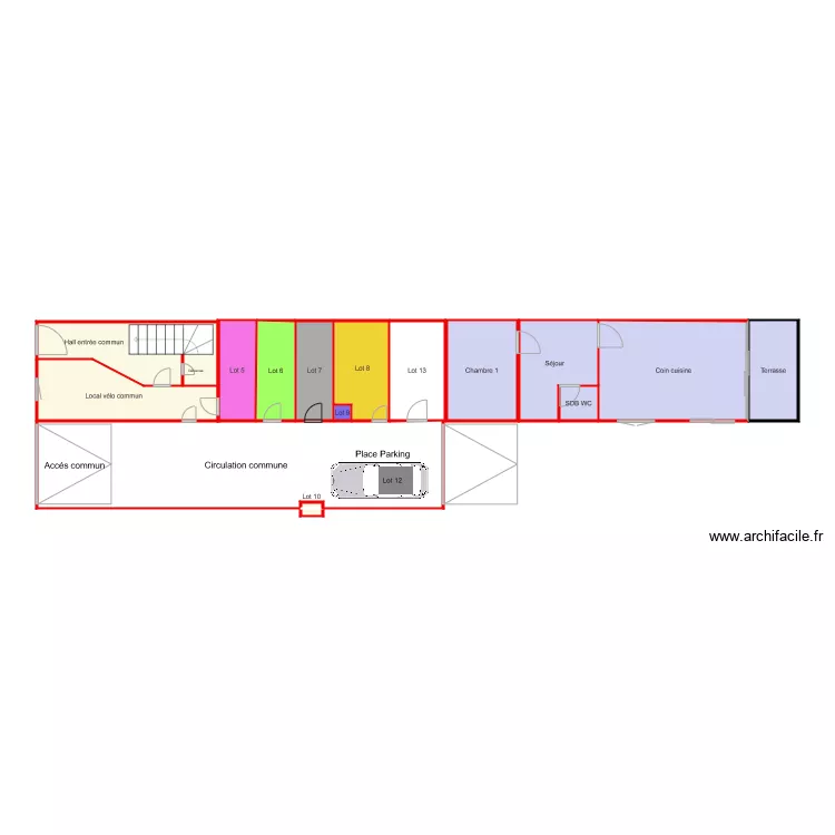 rez de chauss&eacute; pousssy v4. Plan de 