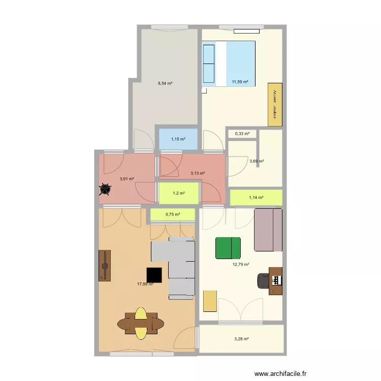 Plan avec meubles. Plan de 