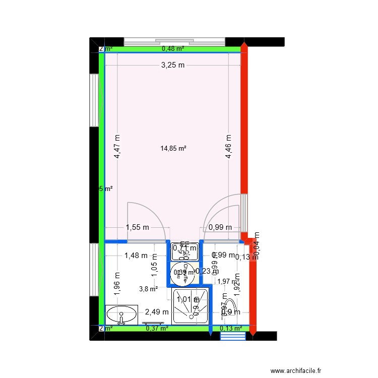 plan etage existant. Plan de 10 pièces et 23 m2