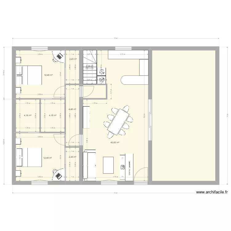 100 m2 avec terrasse et ss. Plan de 