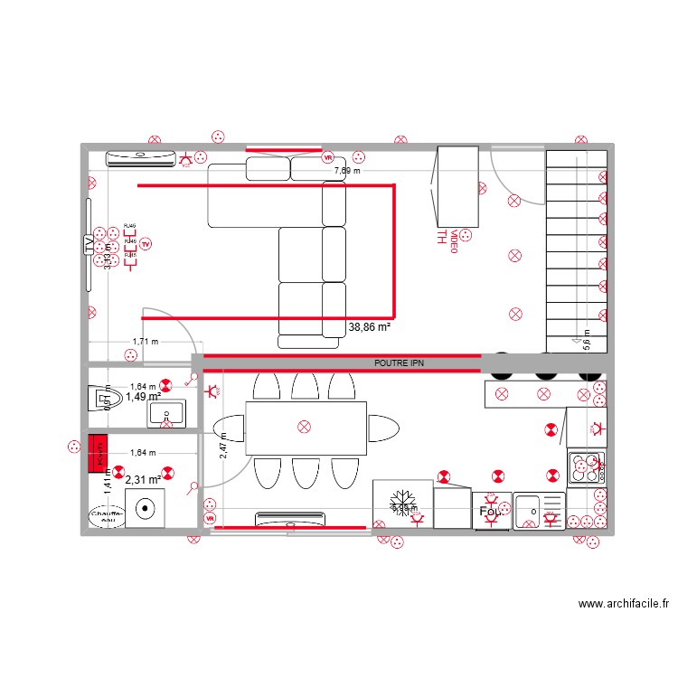 VILLEMOMBLE RDC 30.09.2025. Plan de 3 pièces et 43 m2