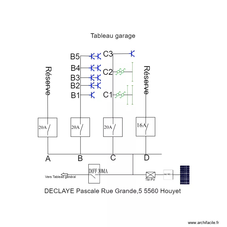 Tableau Garage. Plan de 