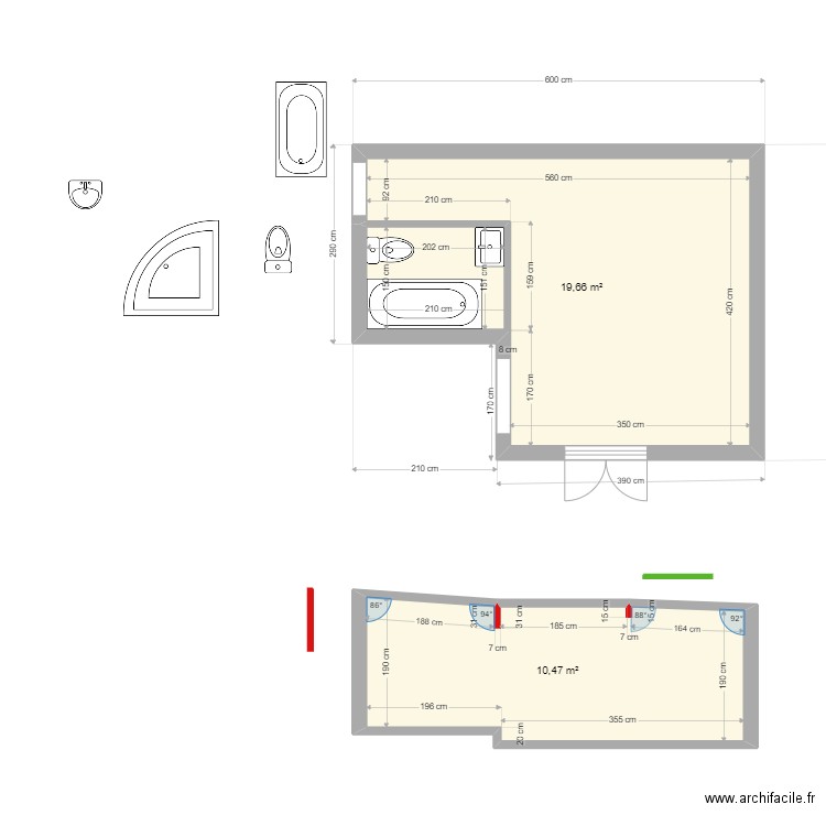 garage. Plan de 2 pièces et 30 m2