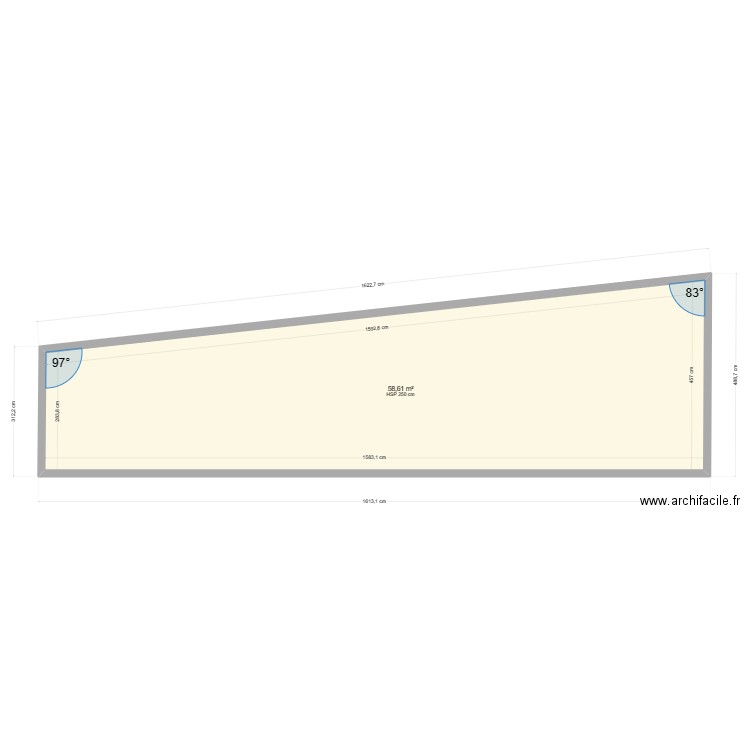 HANGAR toiture ifbc1.11. Plan de 1 pièce et 59 m2