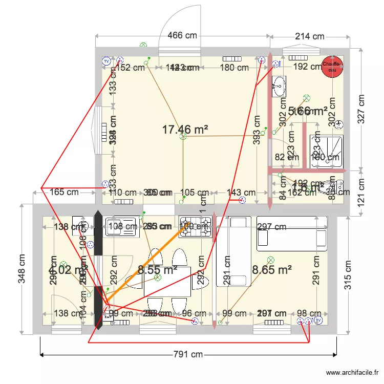 Plaine Maison 1 projet travaux. Plan de 