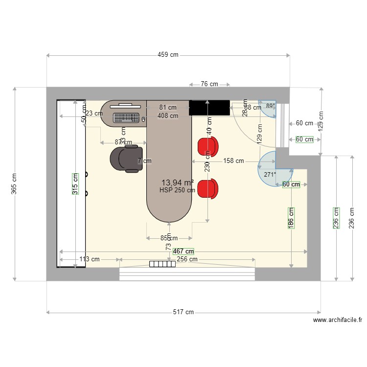 BUREAU PSYCHOLOGUE SARREGUEMINES. Plan de 1 pièce et 14 m2