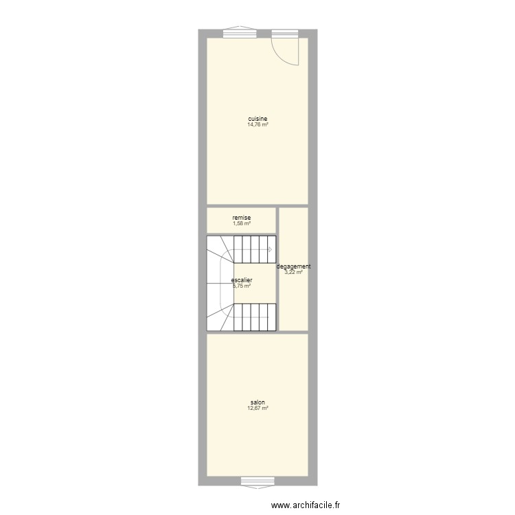 Maison. Plan de 5 pièces et 38 m2