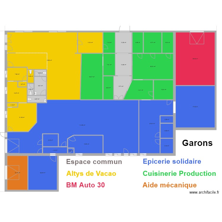 garons plan avec couleurs. Plan de 0 pièce et 0 m2