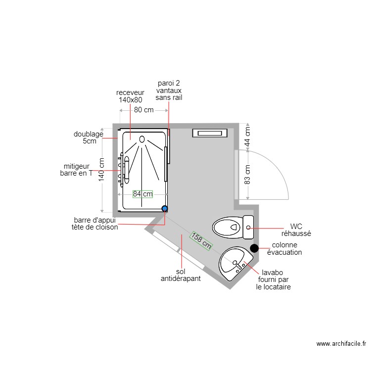 DOURAI. Plan de 1 pièce et 4 m2