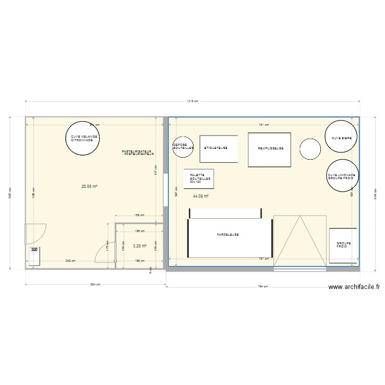 BRASSERIE 1. Plan de 3 pièces et 76 m2