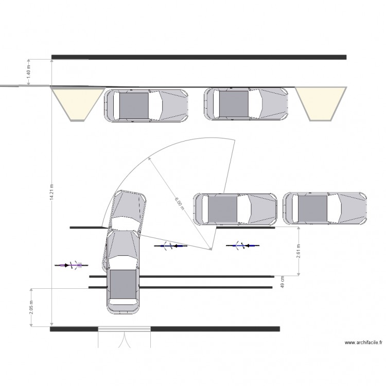 Parcours auto avec rayon moy 6m côté pair blocage Piste. Plan de 0 pièce et 0 m2