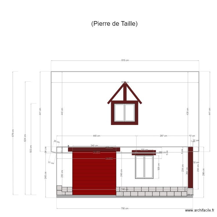 Facade Ouest Nrw. Plan de 1 pièce et 19 m2