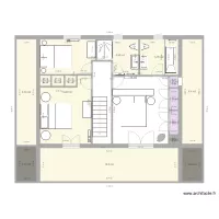 Plan chalet 2 &eacute;tage variante chambre avec escalier