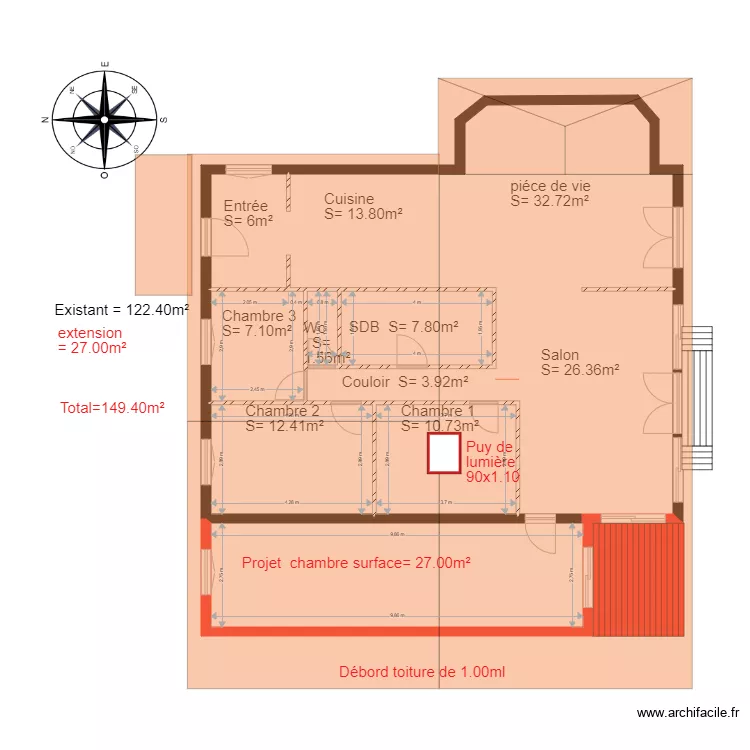 Plan existant    chalet 90  PC. Plan de 
