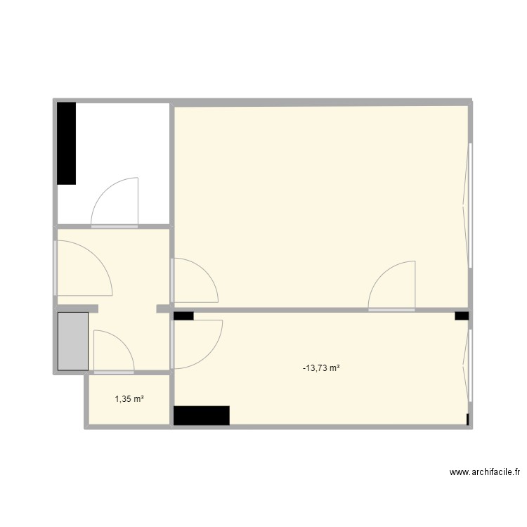 Plan POINCARE. Plan de 2 pièces et 12 m2