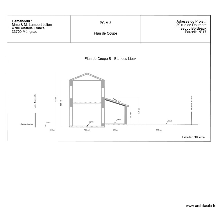 PC - Plan de coupe A V5 - Etat des lieux. Plan de 0 pièce et 0 m2
