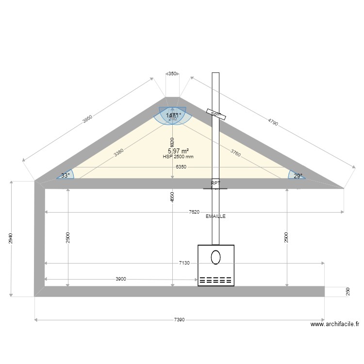 PATRICK et OLGA  ANNE. Plan de 1 pièce et 6 m2