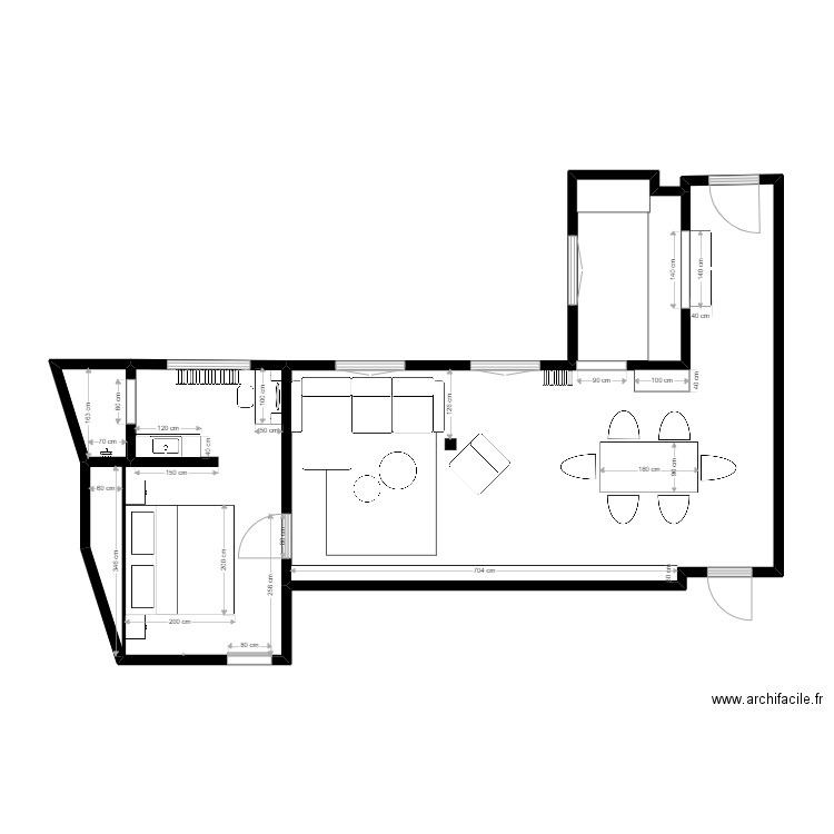 PROJET BRYLEWSKI mesures agencement. Plan de 4 pièces et 62 m2