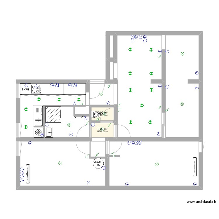 lebarc. Plan de 2 pièces et 2 m2