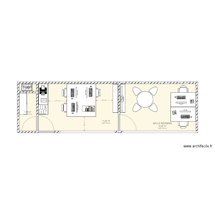 BUREAU FL. Plan de 4 pièces et 25 m2