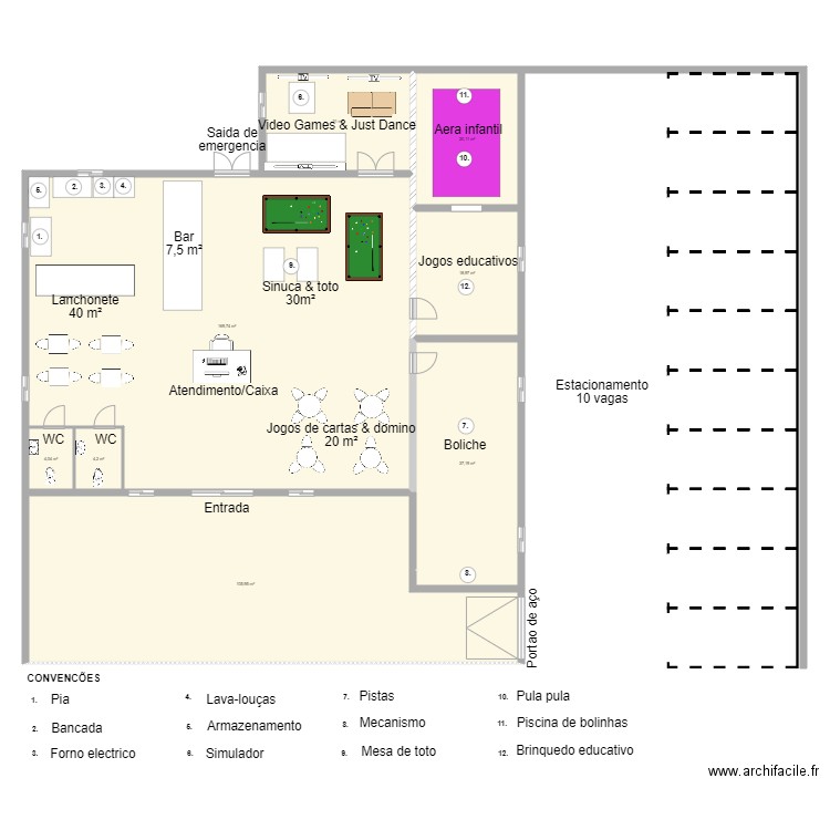 empreendedorismo. Plan de 8 pièces et 381 m2