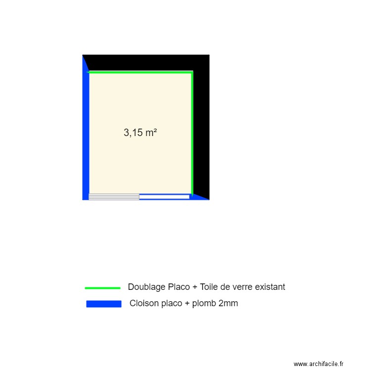 croix de pierre. Plan de 2 pièces et 3 m2