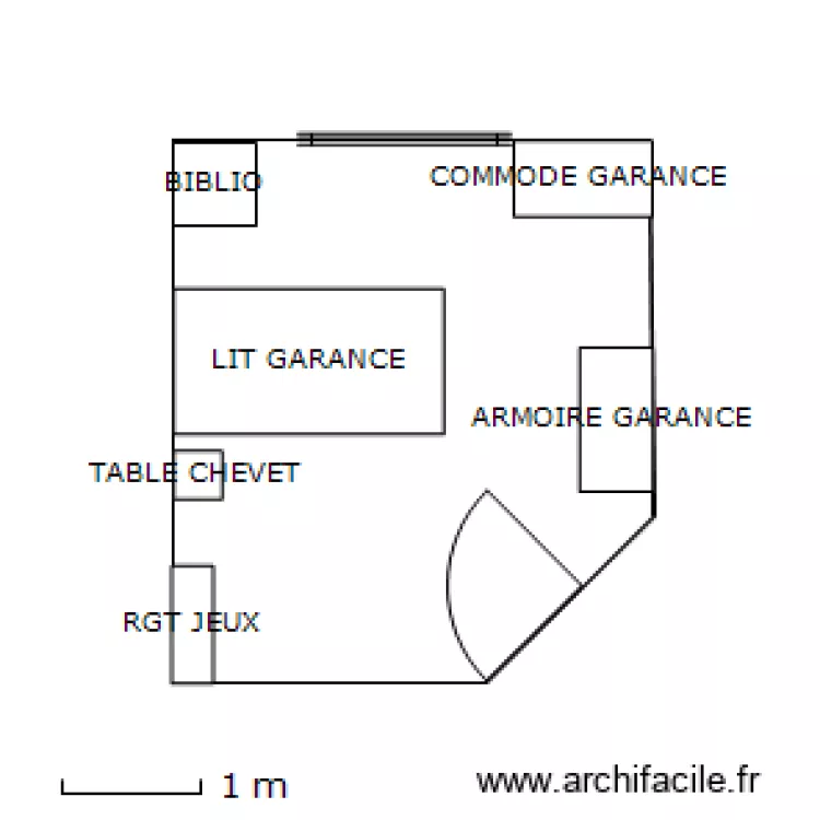 CHAMBRE GARANCE. Plan de CHAMBRE GARANCE. Plan de