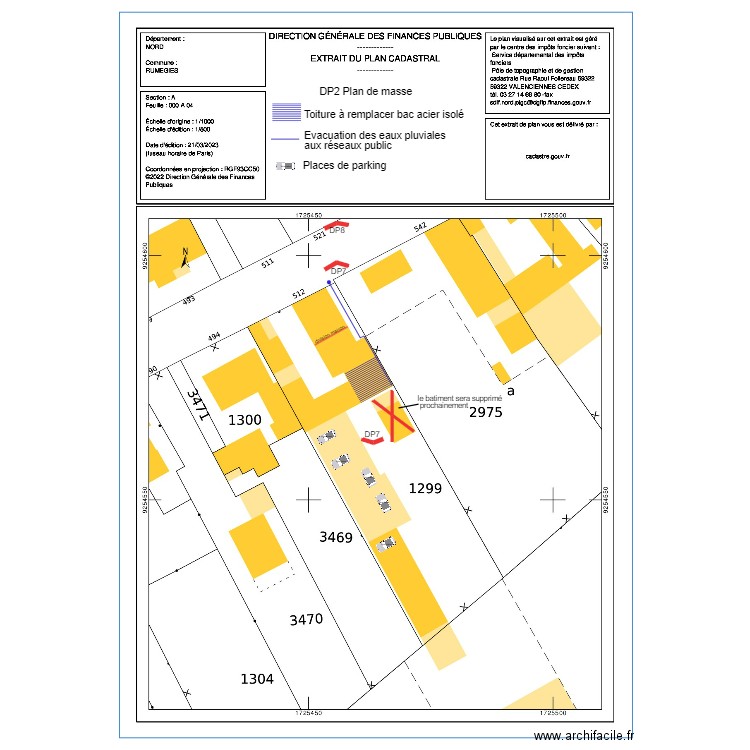 DP plan de masse  garage. Plan de 0 pièce et 0 m2